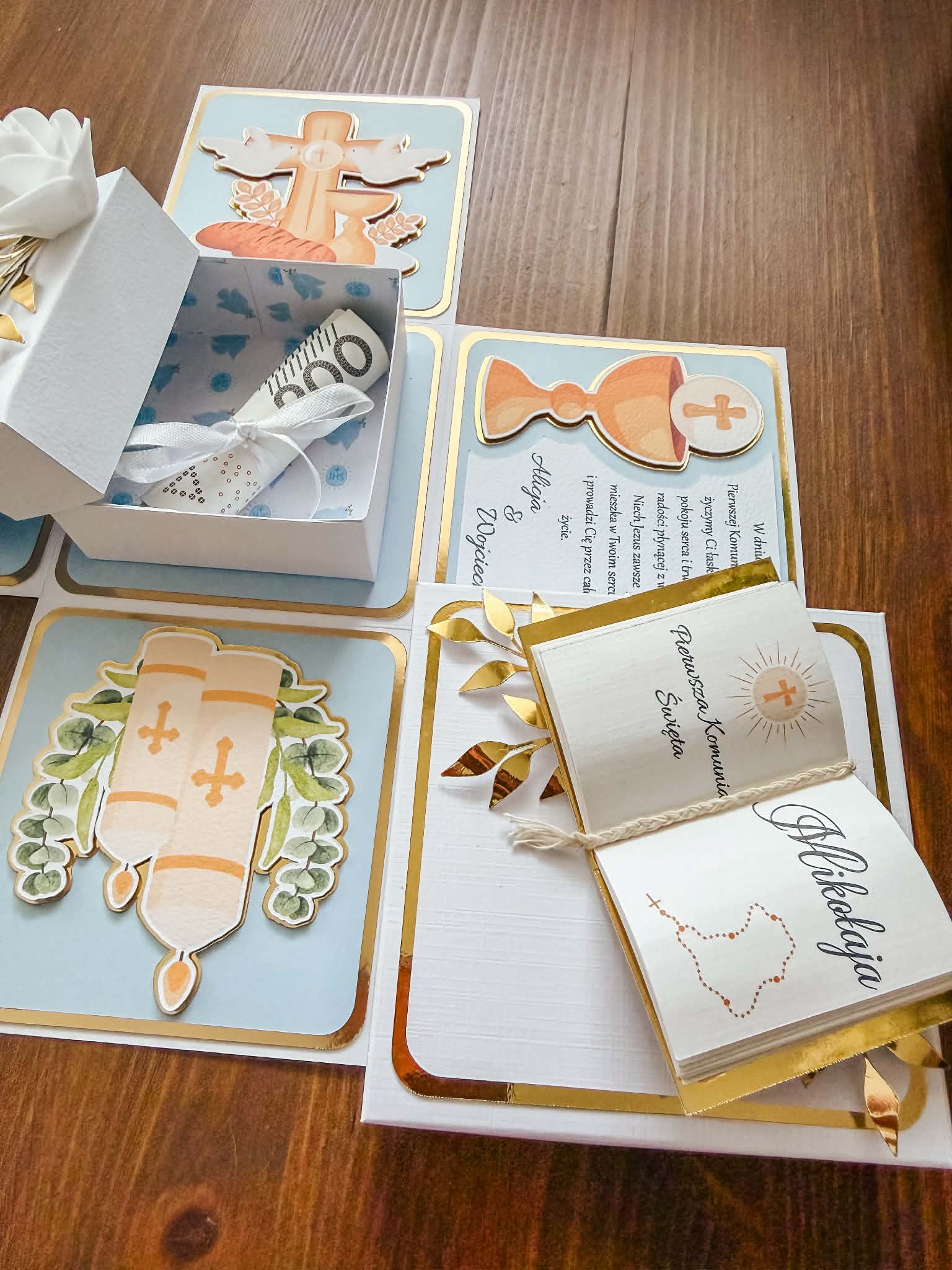 Box na Pierwszą Komunię Świętą z miejscem na pieniądze