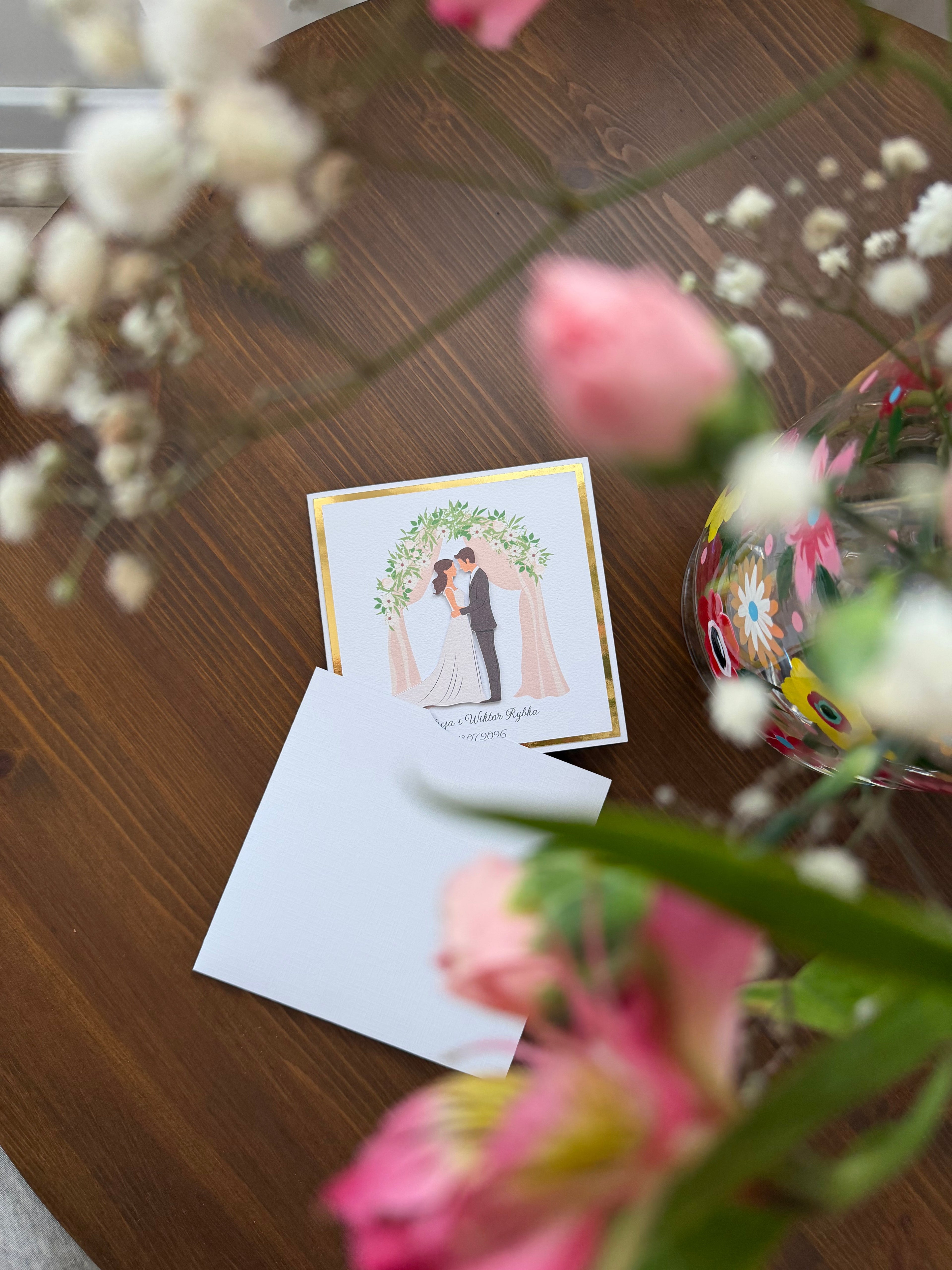 Personalizowana kartka ślubna z kopertą