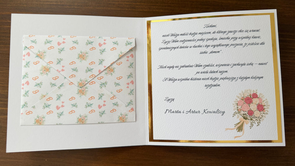 Personalizowana kartka ślubna z kopertą